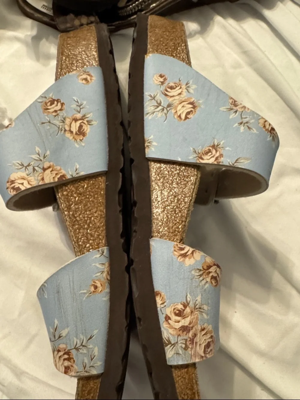 Birkenstock Light Blue Floral Double-Buckle Women Sandals